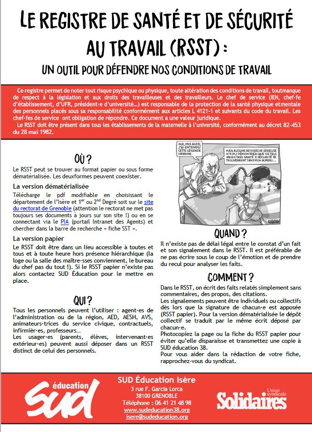 aide pour remplir le RSST