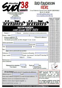 bulletin d'adhésion SUD éducation 38